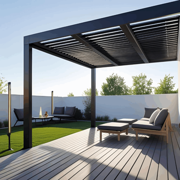 Moderne pergola med justerbare lameller